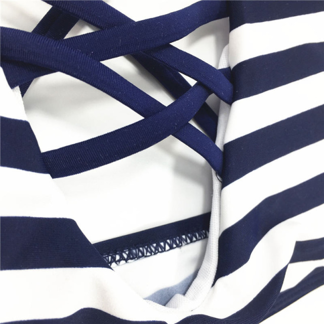 European and American new striped high waist Swimsuit Bikini 