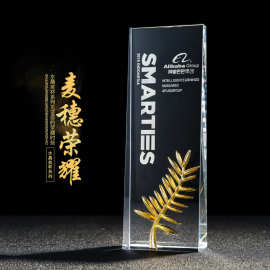 水晶奖杯定制创意金属棕榈奖授权牌奖牌员工退休纪念品定做制作