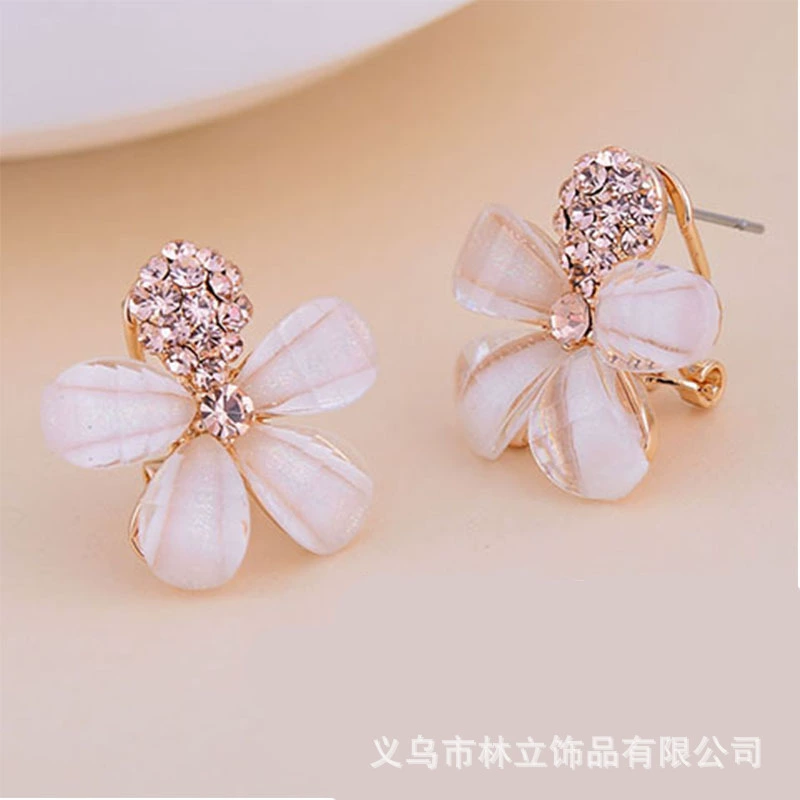 Korean cute fashionable earrings, silver needle, flowered, silver 925 sample