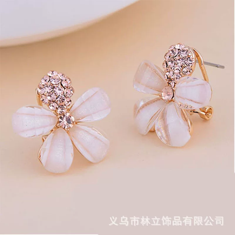 Korean cute fashionable earrings, silver needle, flowered, silver 925 sample