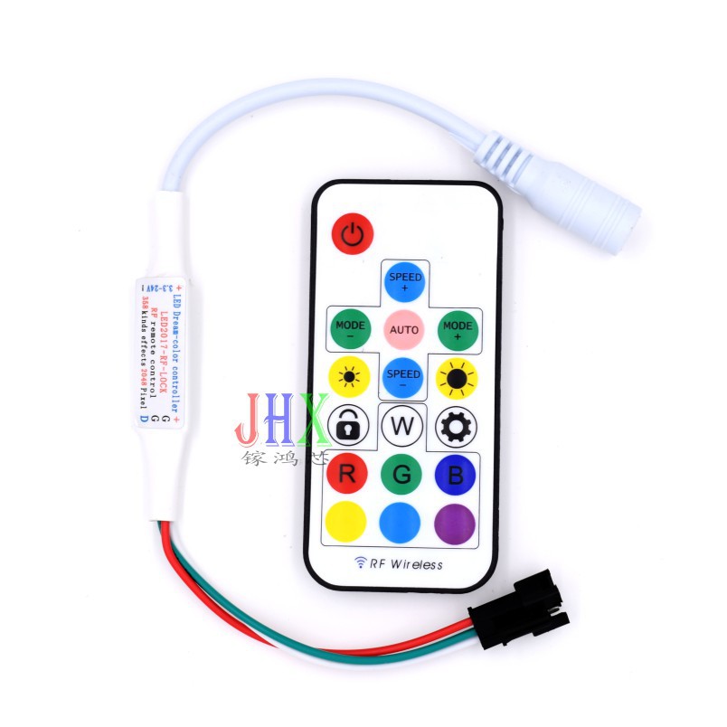 LED全彩WS2812B控制器 RF無線射頻17鍵WS2811幻彩控制器5V 24V