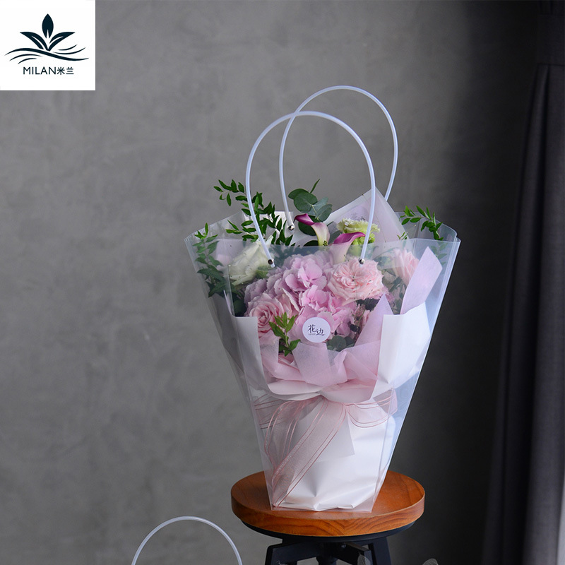 Ramo de flores bolso trapezoidal transparente cuadrado Bolso de Plástico caja de regalo ramo bolsa de regalo bolsa de ramo