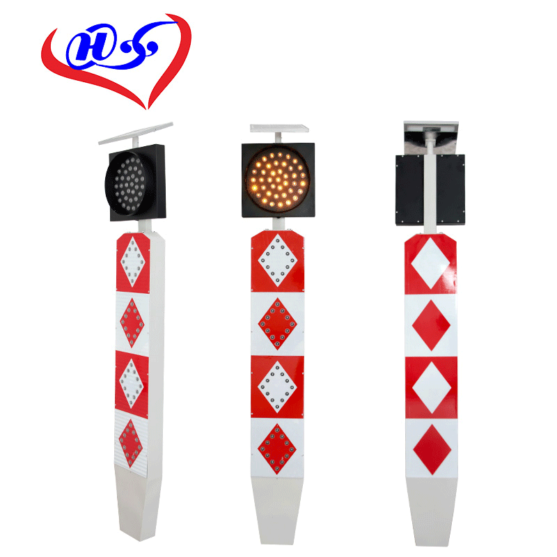 太阳能道口标 LED爆闪警示导向信号标示诱导灯交通安全公路标志牌|ru