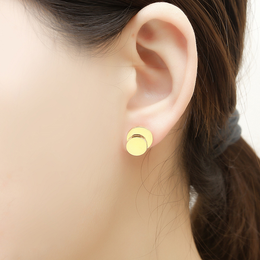 Wholesale Jewelry Geometric Double Round Stainless Steel Earrings Nihaojewelry display picture 6