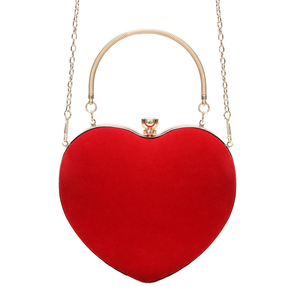 Red Black Velvet Solid Color Heart-shaped Evening Bags display picture 5