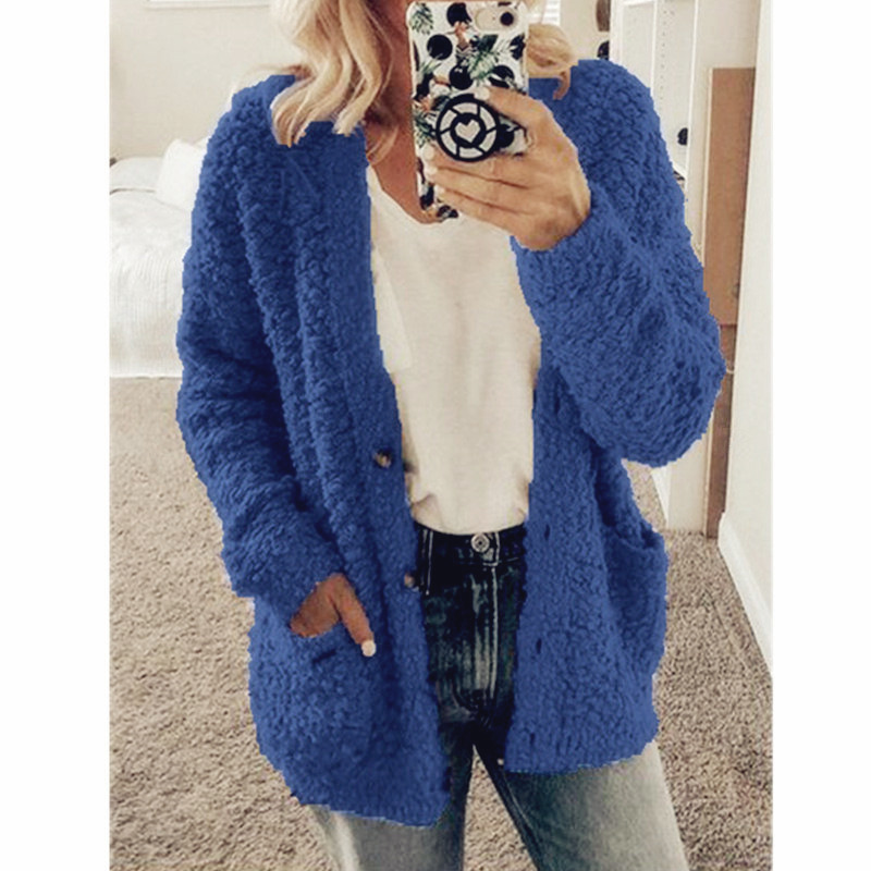 Women's Casual Solid Color Patchwork Single Breasted Cardigan Women's Woolen Coat display picture 3