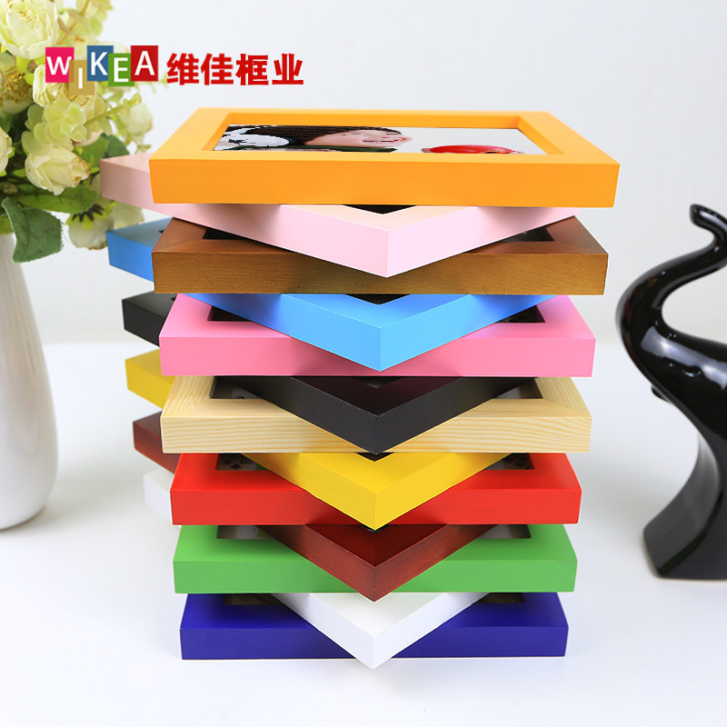 实木相框摆台儿童创意画框批发挂墙8KA4开A3寸影楼定制定做印logo|ms