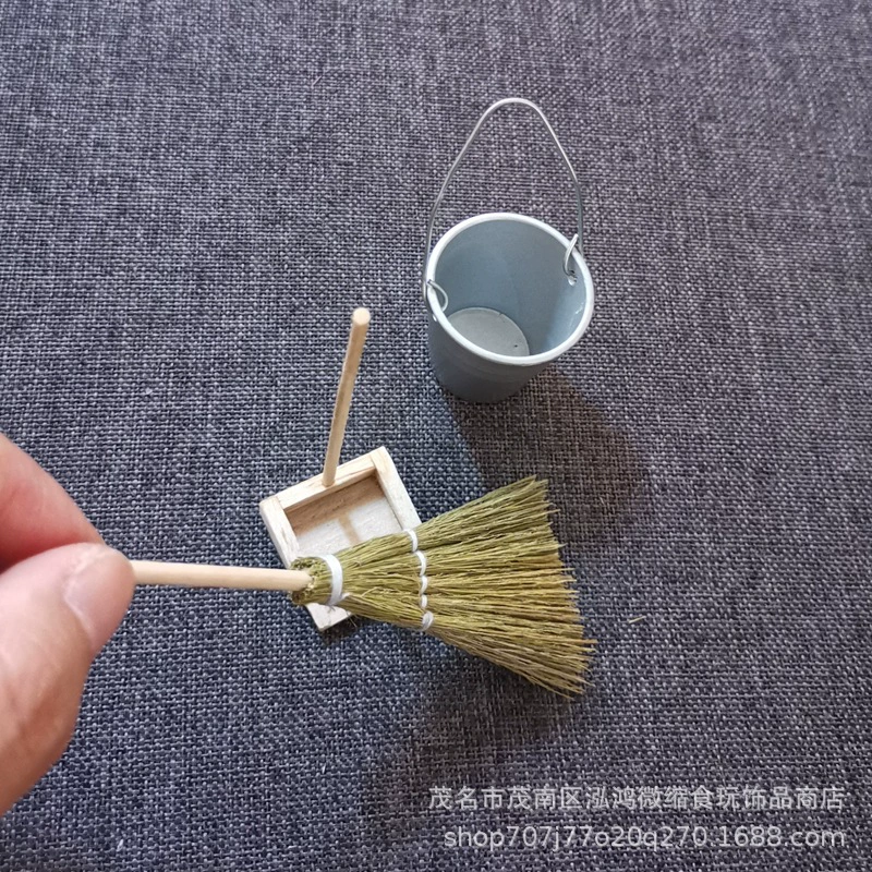 Аксессуары для кукольного домика DIY модель сцены Миниатюрная игрушка маленькие украшения мини ручная метла лопатка для мусора ведро