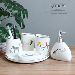 Nordic bathroom washroom set ceramic five-piece set bathroom toothbrush holder storage rack creative mouthwash cup