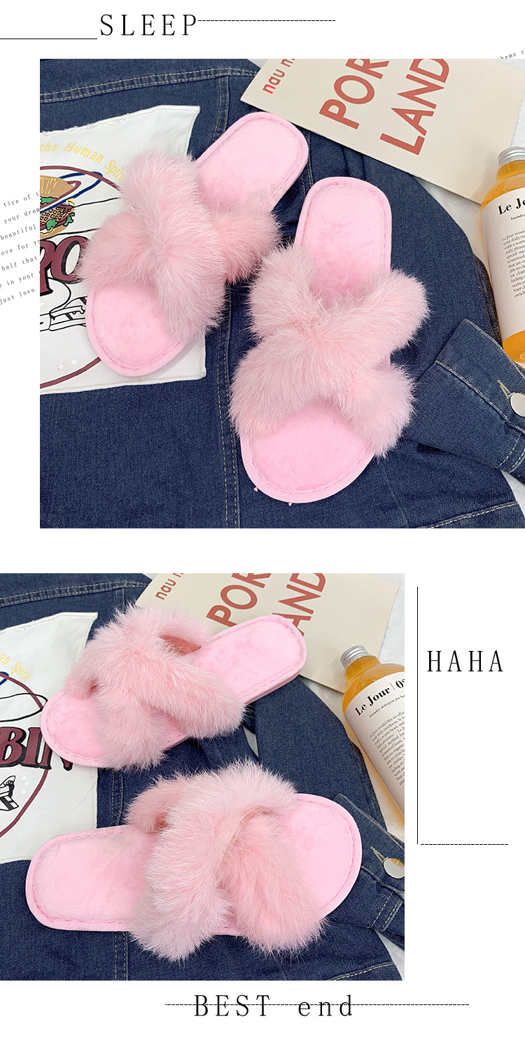 non-slip wear-resistant faux rabbit fur slippers  NSPE34538