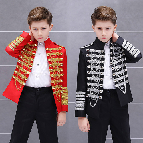 Boys European style tassel military dress stage performance clothes palace wear prince children's day Christmas performance top