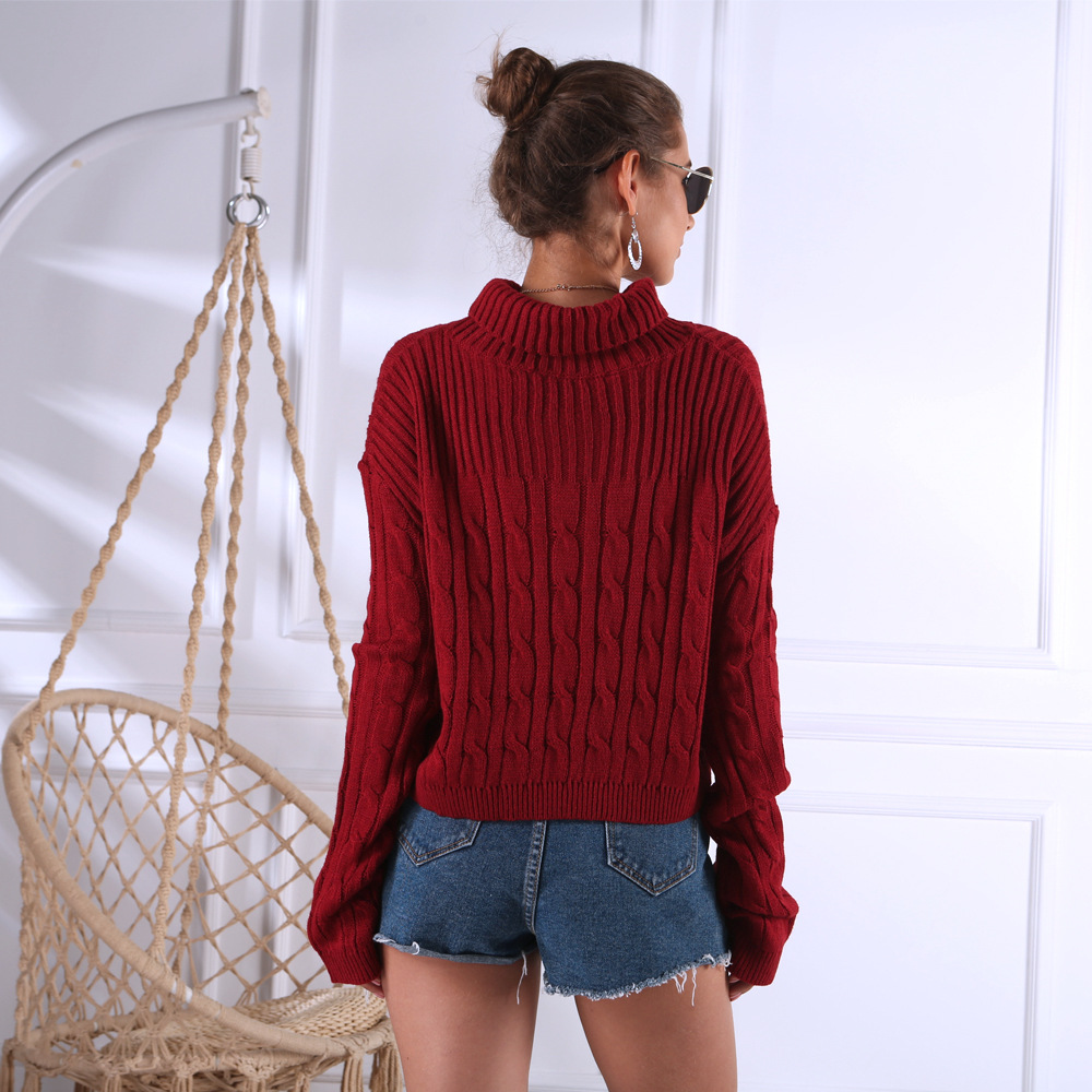 wholesale clothing vendor Nihaostyles solid color high-neck pull-out long-sleeved sweater  NSYX67436