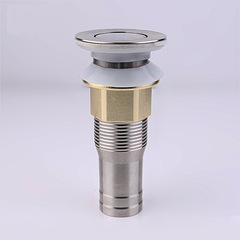 Thickened stainless steel sink drain with non-porous ceramic basin, countertop basin, flip-top brushed head, washbasin overflow