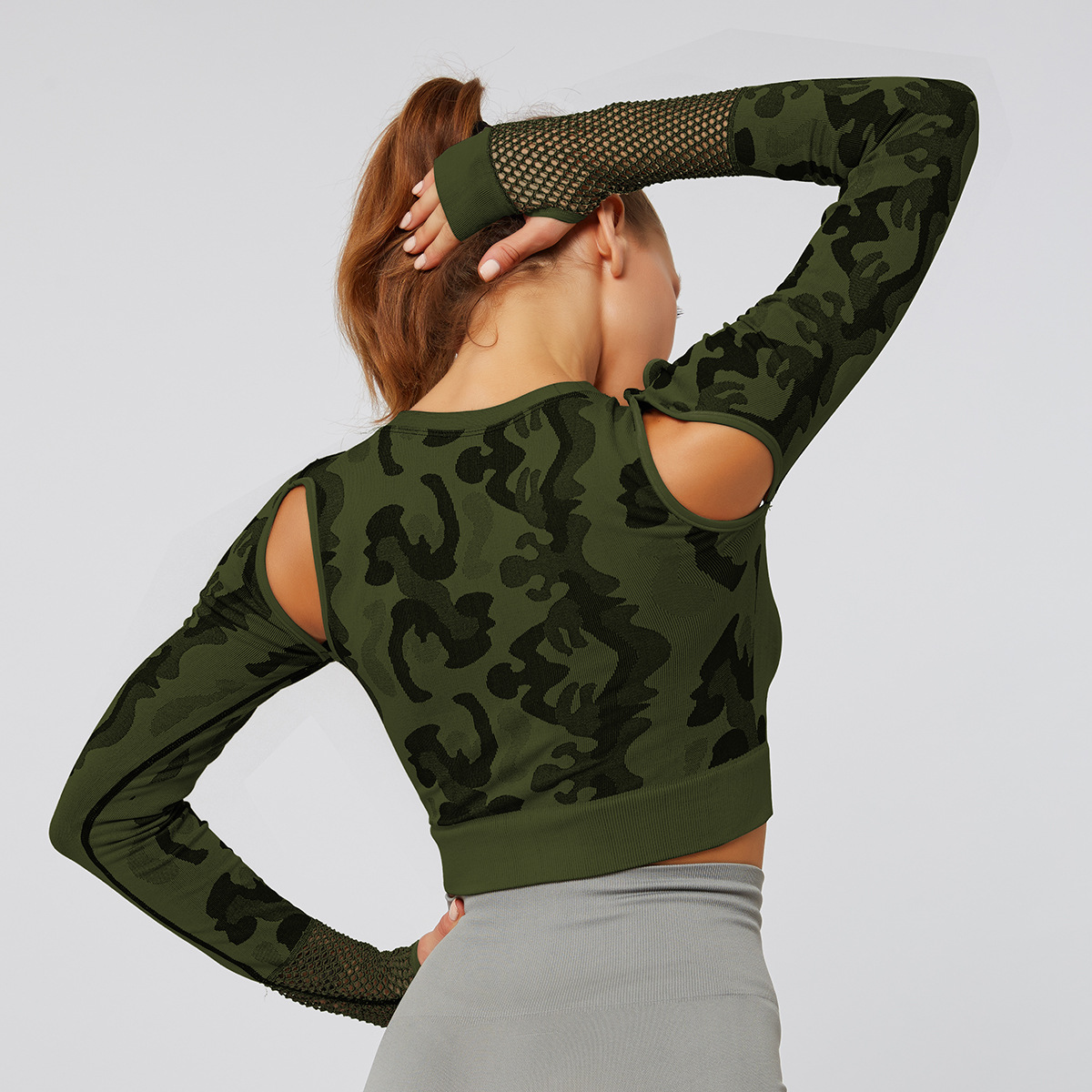 Camiseta de yoga deportiva de secado rápido, hueca y sexy NSLX20216