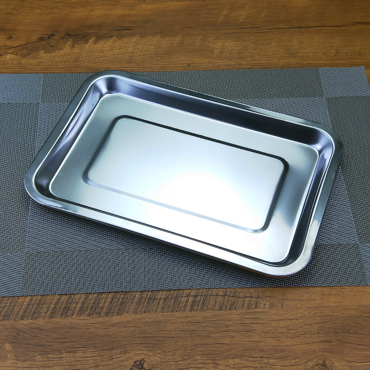 厂家批发不锈钢方盘酒店家用烧烤盘长方形托盘深食堂餐厅菜盘浅盘