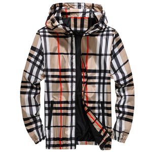 Men’s fashion Hooded Jacket Korean youth Plaid casual coat