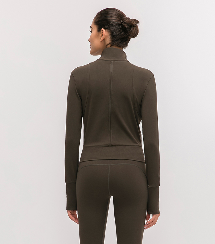 Women's standing collar sports jacket with long sleeve Yoga coat