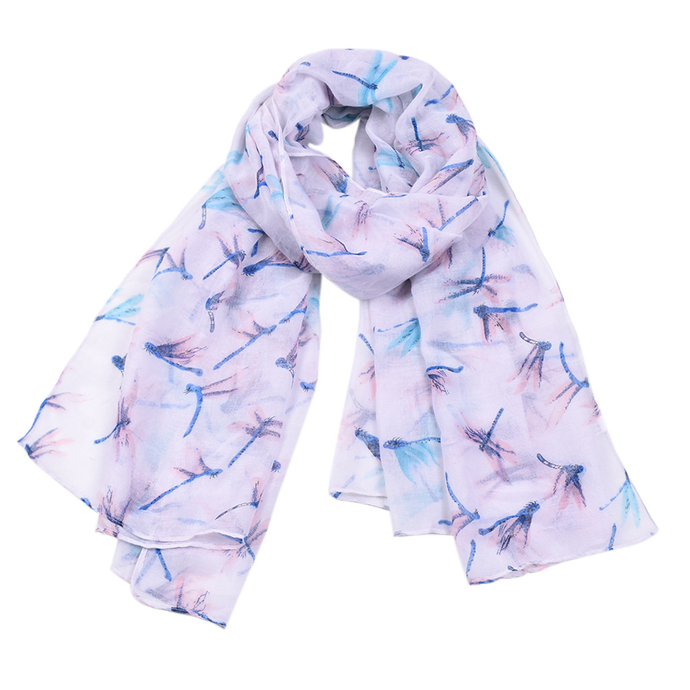 Foulard en gaze balinaise unisexe pour femme, écharpe de plage d'été, d'automne, mode, imprimé libellule, cape de protection solaire_voghion.com