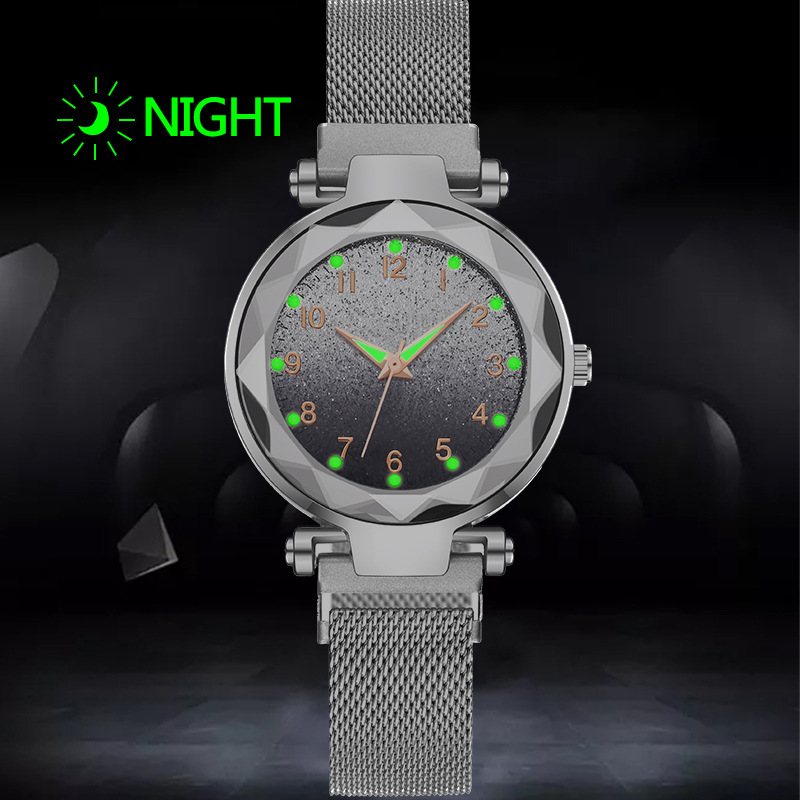 Gypsophila Watch Starry Sky Luminous Watch Magnet Buckle Quartz Watch Magnet Stone Ladies Watch display picture 2