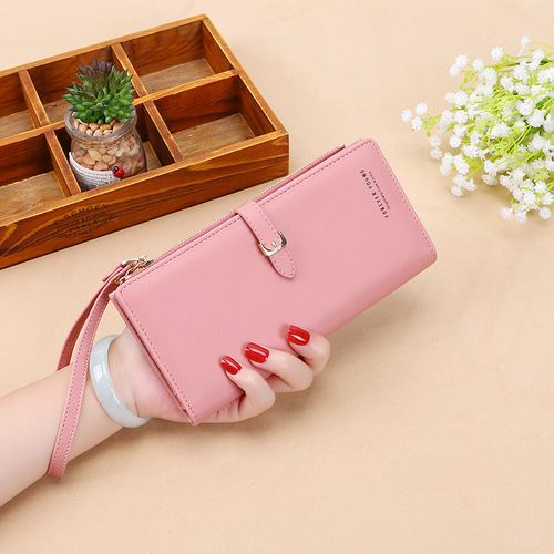 Factory direct sales new women's wallet Korean version solid color women's clutch bag large capacity women's wrist bag coin bag