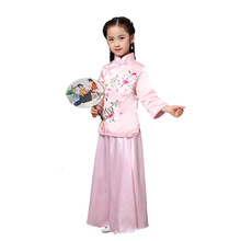 儿童汉服民国学生装女宝宝演出服古装花童套装中国风秋冬绣花礼服