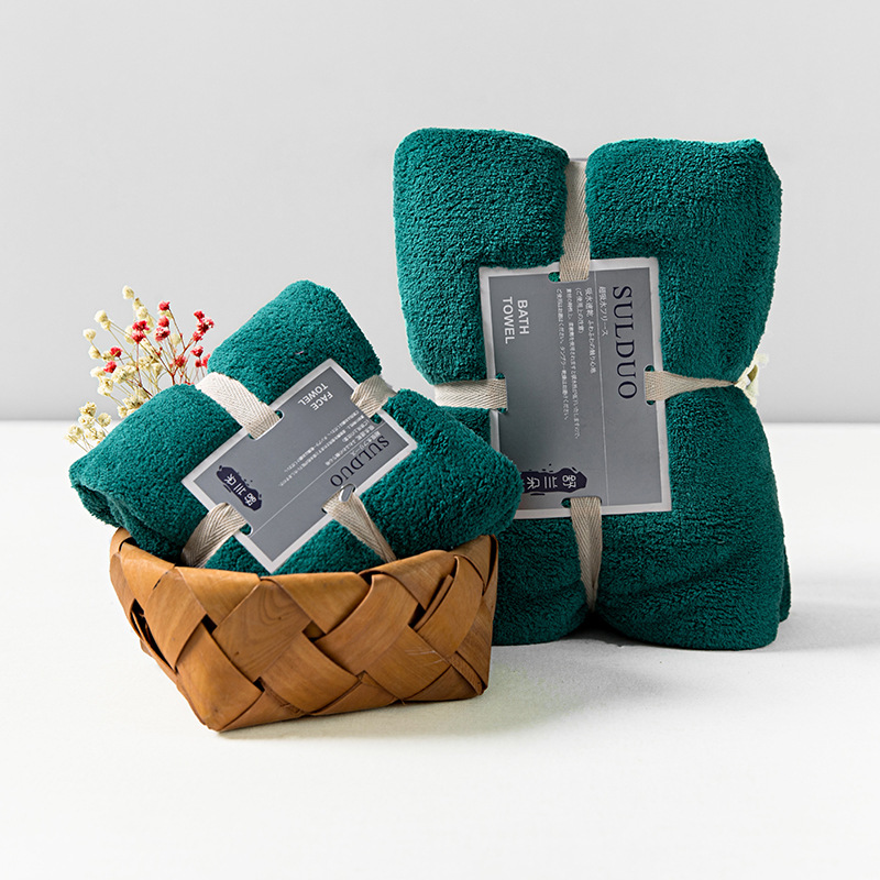 Dark green / Solid color bath towel set 36*80cm 75*150cm