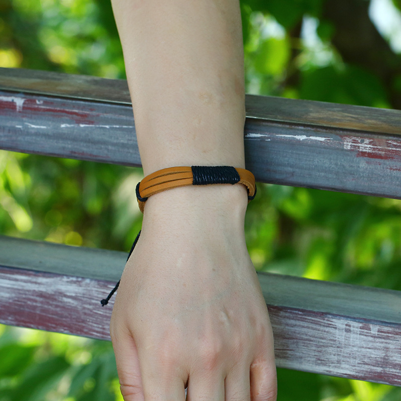 New vintage woven leather bracelet simple leather bracelet jewelry