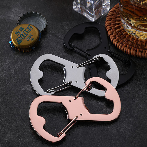 Multifunctional bottle opener, stainless steel 8-character carabiner, outdoor EDC portable quick-hang keychain, gift gadget