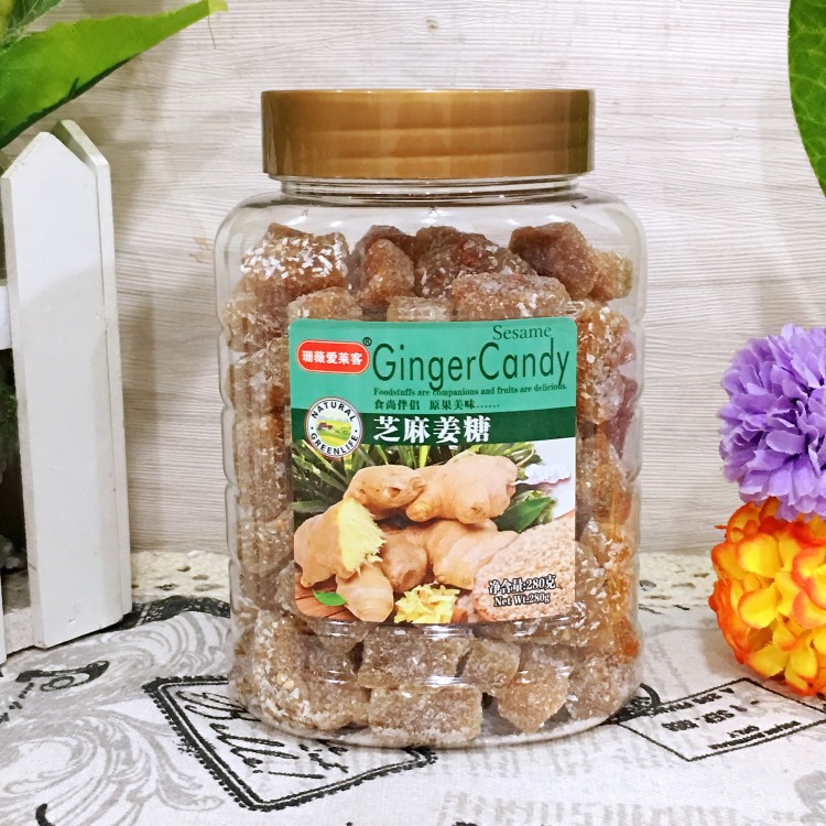 wholesale Snack foods snacks Shanwei ailaike Delicious sesame Ginger 280g*24 Bottle/Box