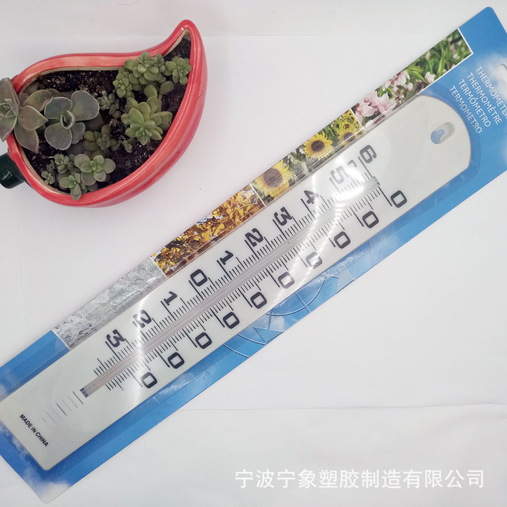 本公司专业制造塑料温度计室内外园林温度计大单片60度高温温度计