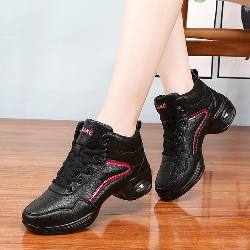 Autumn/Winter New Leather Surface Adult Dance Shoes with Soft Soles, Square Dance Shoes, Height Increasing Military Dance Shoes, Aerobics Shoes