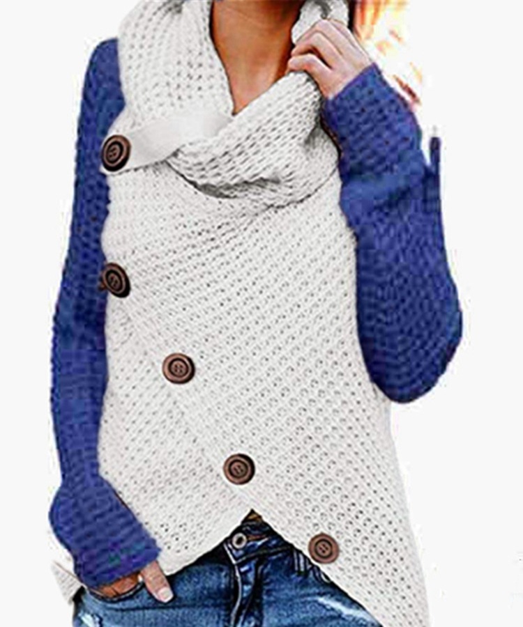 Suéter de Punto Otoño/Invierno 2026, Cárdigan de Cuello Alto con Botones Decorativos, Color Sólido, Estilo Irregular, Ropa de Mujer, Amazon AliExpress image 35