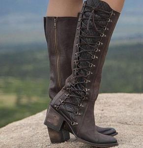 round head middle thick heel high cylinder side zipper female boots