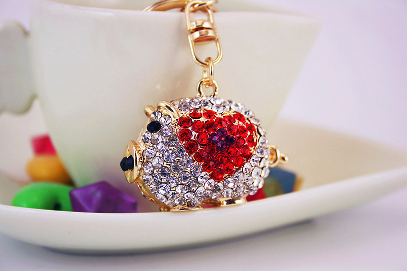 38g Weight Alloy, Metal Material Animal Pattern Unisex Gender Pink, Purple, Red, Blue Color Cute Heart Zodiac Pig Keychain 8