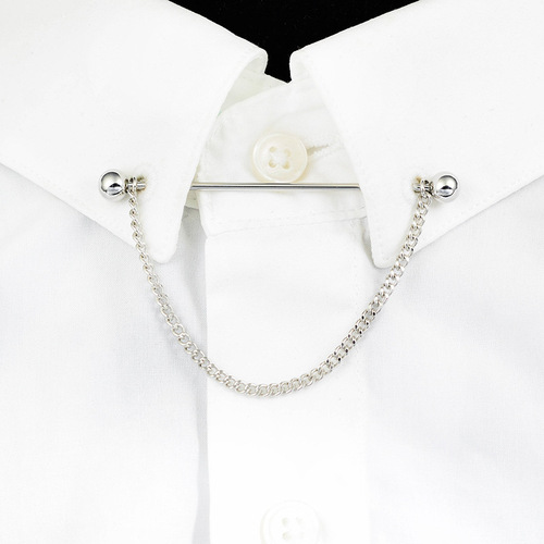Ball one-word collar pin metal chain tassel men's brooch French shirt pinhole collar corner buckle European and American pin