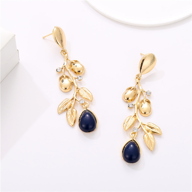 Leaf-studded Geometric Creative Plant Alloy Plating Earrings Accessories Female Jewelry display picture 6