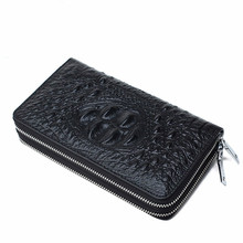新款鳄鱼纹男士手拿包双拉链钱包手腕包牛皮手包男包批发一件代发