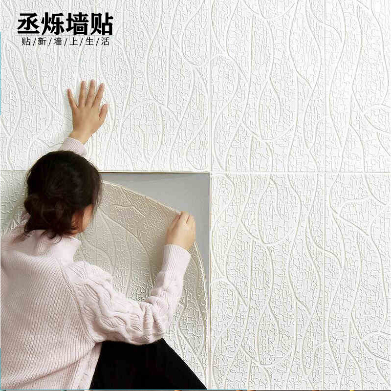 Woody 3d Three-dimensional wall stickers Self-adhesive wallpaper foam Anti collision Soft roll wallpaper bedroom Culture Stone decorate background