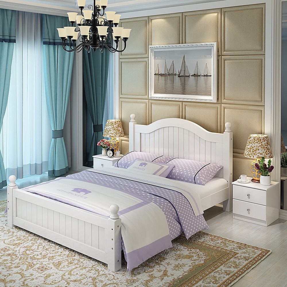 厂家直销松木家具实木床1.8米双人床简约现代实木1.5米午休单人床|ms