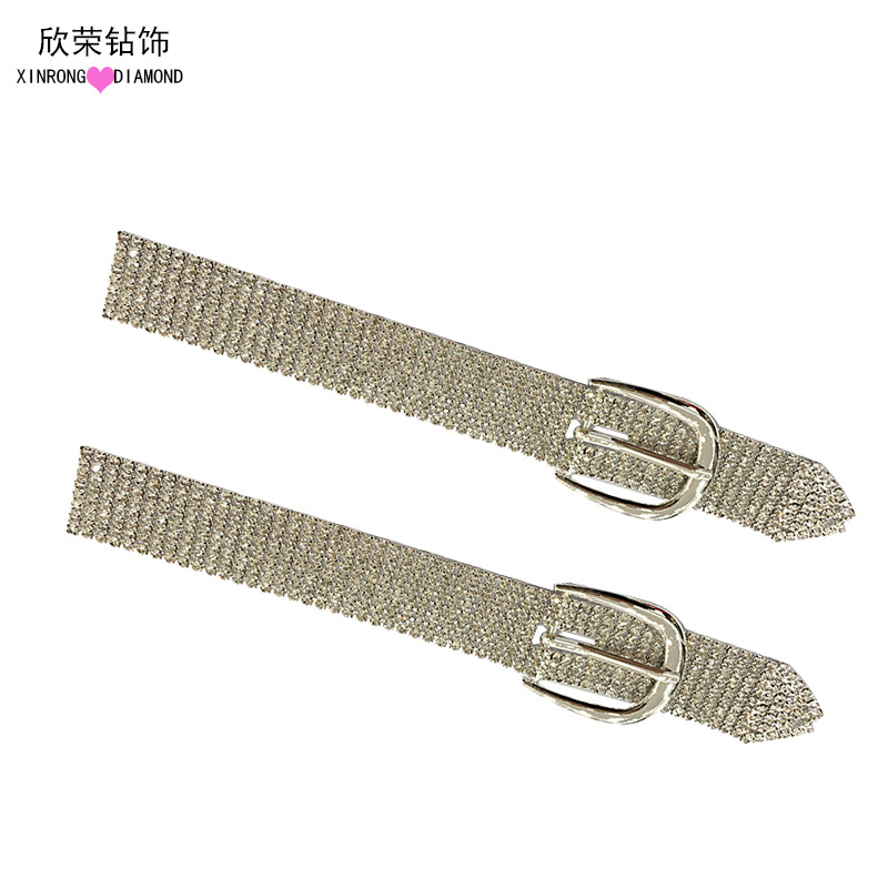 抖音网红超闪带钻肩带链 衣服鞋子装饰钻链 8排钻饰小皮带扣批发