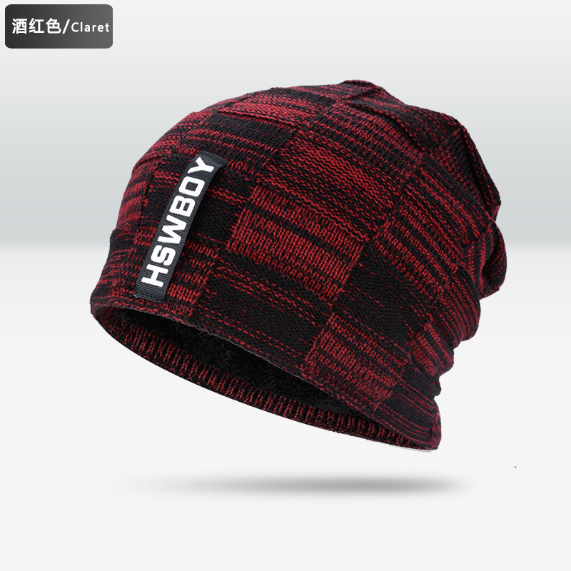 M091 패치 혼합 그리드 버건디