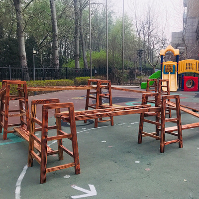 kindergarten outdoors woodiness Climbing children Physical training combination Emotionality Training Equipment Carbonized wood Climbing