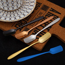 304不锈钢甜品勺子方型头勺搅拌勺咖啡匙小汤匙调羹蛋糕勺子厂家