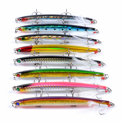 Lure Bait, 8-Color Pencil-Type Sinking Lure with Feathered Hook, 11.7cm / 11.8g, Laser-Illusion Bionic Fish Attractor, Plastic Hard Bait