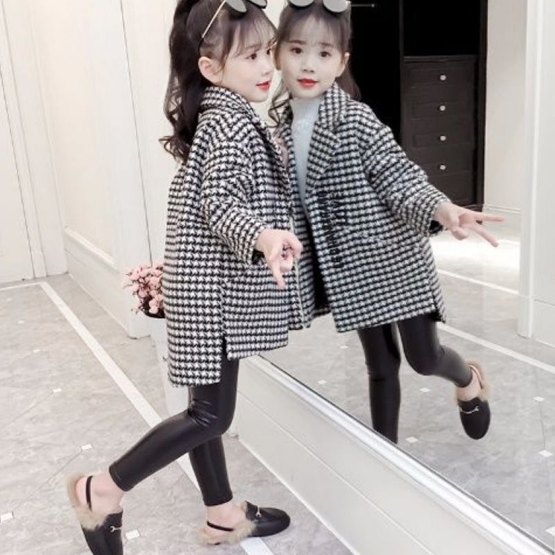 Children's clothing girl Autumn and winter Woollen cloth overcoat Mid length version thickening Fur coat children Winter clothes 2020 New Korean