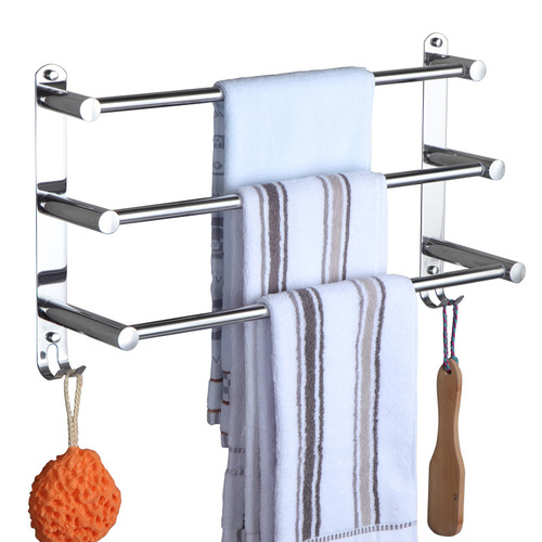 304 stainless steel retractable towel rack, bathroom wall-mounted towel rack with glossy no-drill bath towel bar, cross-border supply source