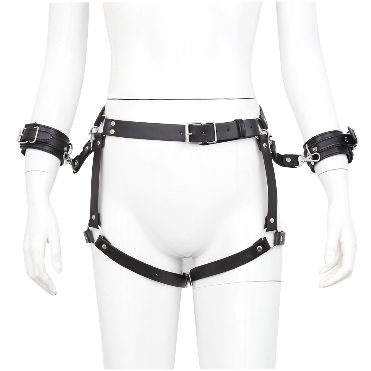 Tienda de fábrica al por mayor juguetes sexuales pantalones cortos de cuero esposas pulsera cuero interior unisex pu juguetes de la ropa interior