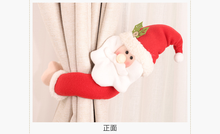 New Christmas Decoration Supplies Trumpet Creative Curtain Buckle Cartoon Elderly Snowman Elk Curtain Decoration display picture 3