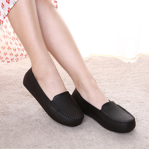 New Plastic Spring and Autumn Fashion Flat Bottom Kitchen Work Short Boot Rain Shoes Flat Bottom Nurse Shoes Mom Shoes Beach 