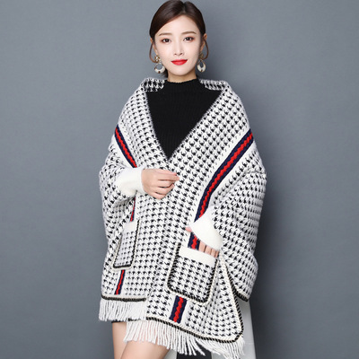 小香風披肩女外穿秋冬新款加厚仿水貂絨外套百搭韓版開衫鬥篷披風